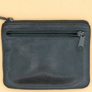 Buxton Vintage Black Leather Coin Purse with RFID